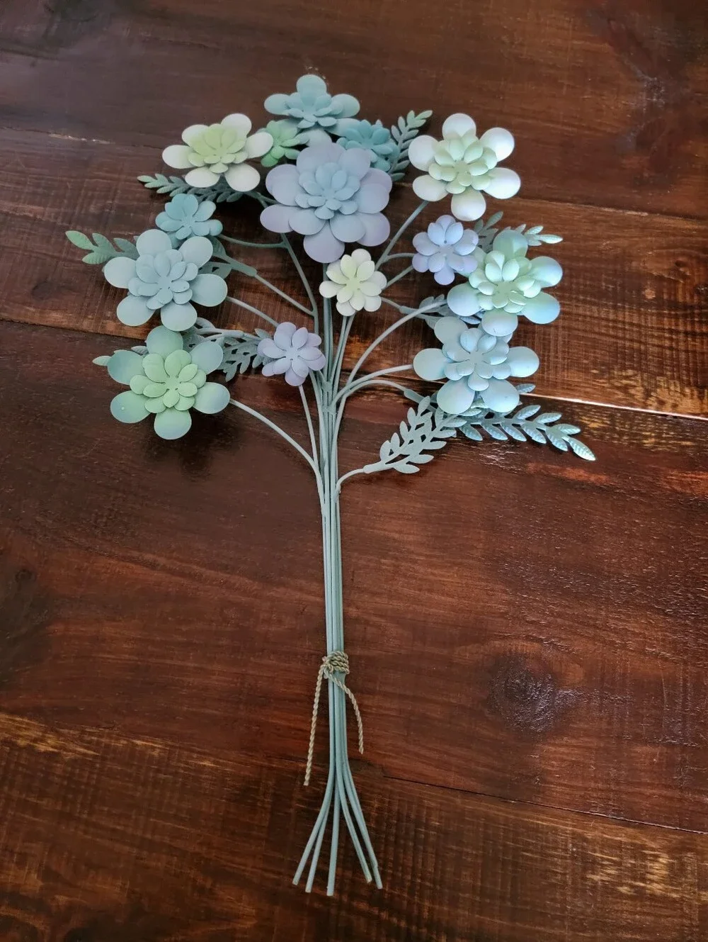 Mint Green Pastel Succulent Metal Floral Bouquet